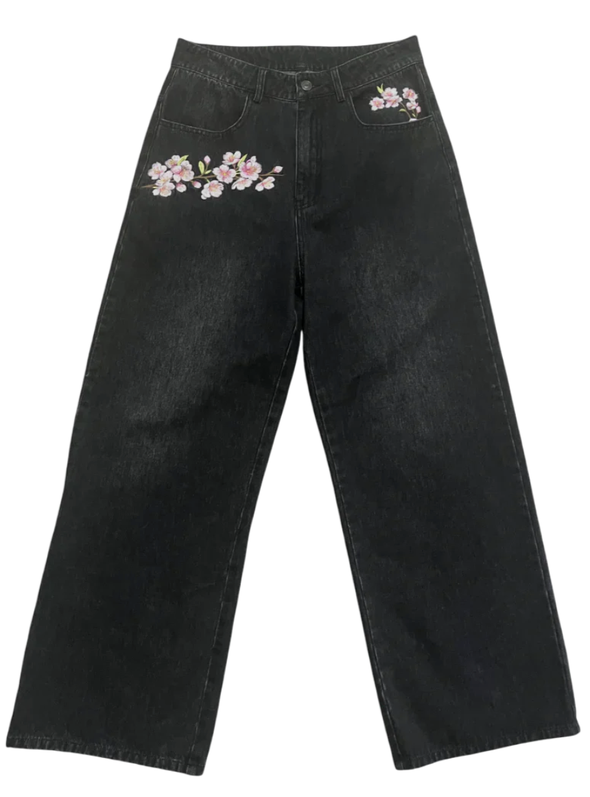 Embroidered Sakura Jeans